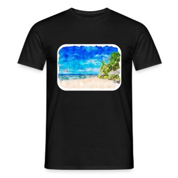 Maldives Watercolor Sketch Hand Drawn Illustration - Men's T-Shirt - black - Front - AI Model Male 178 light (178cm)