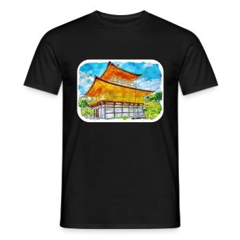 Japan Aquarellskizze Handgezeichnete Illustration - Männer T-Shirt - Schwarz - Vorne - AI Model Male 178 light (178cm)