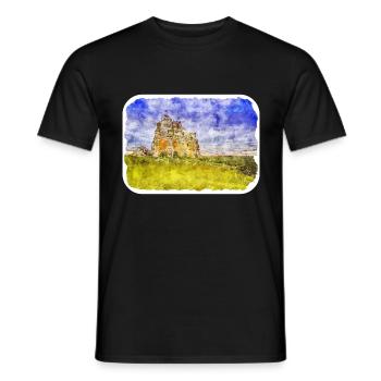 Pologne Repère Aquarelle Esquisse Dessin de peinture - T-shirt homme - noir - Devant - AI Model Male 178 light (178cm)