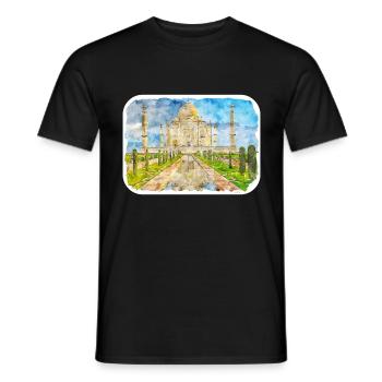 Indien Wahrzeichen Aquarell Skizze Farbe Illustratio - Männer T-Shirt - Schwarz - Vorne - AI Model Male 178 light (178cm)