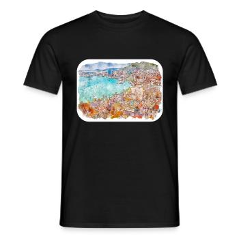 Kroatien Aquarellskizze Handgezeichnete Illustration - Männer T-Shirt - Schwarz - Vorne - AI Model Male 178 light (178cm)