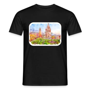 San Miguel De Allende Mexico Watercolor Drawing - Men's T-Shirt - black - Front - AI Model Male 178 light (178cm)