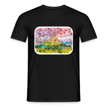 Canada Aquarelle Sketch Illustration dessinée à la main - T-shirt homme - noir - Devant - AI Model Male 178 light (178cm)