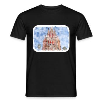 San Miguel De Allende Mexico Watercolor Sketch Dra - Men's T-Shirt - black - Front - AI Model Male 178 light (178cm)
