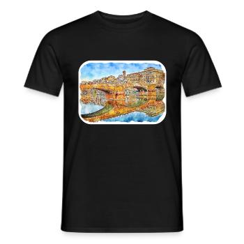 Florence Italie Aquarelle Esquisse Peinture Dessinée - T-shirt homme - noir - Devant - AI Model Male 178 light (178cm)