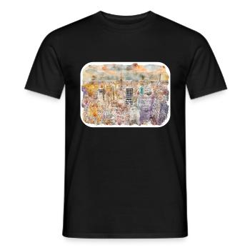 USA Aquarellskizze Handgezeichnete Illustration - Männer T-Shirt - Schwarz - Vorne - AI Model Male 178 light (178cm)