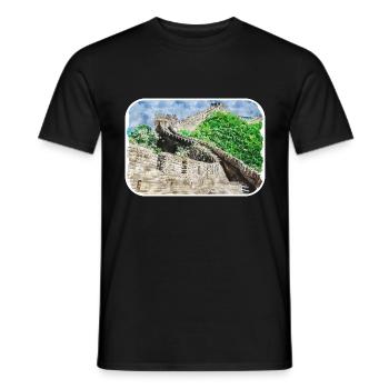Illustration de l’esquisse à l’aquarelle de Pékin - T-shirt homme - noir - Devant - AI Model Male 178 light (178cm)