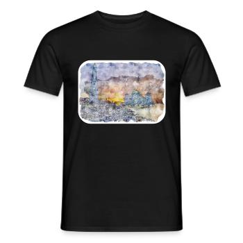 Malaisie Aquarelle Esquisse Dessinée à la Main Illustration - T-shirt homme - noir - Devant - AI Model Male 178 light (178cm)