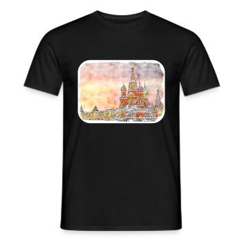 Moscou Russie Aquarelle Esquisse Dessin Dessin - T-shirt homme - noir - Devant - AI Model Male 178 light (178cm)