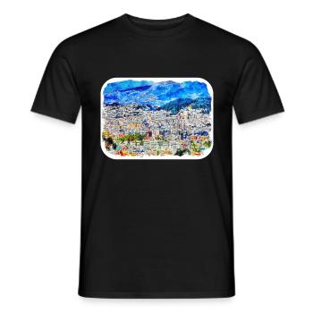 Quito Équateur Aquarelle Dessin Illustration - T-shirt homme - noir - Devant - AI Model Male 178 light (178cm)