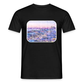 Europa Aquarellskizze Handgezeichnete Illustration - Männer T-Shirt - Schwarz - Vorne - AI Model Male 178 light (178cm)
