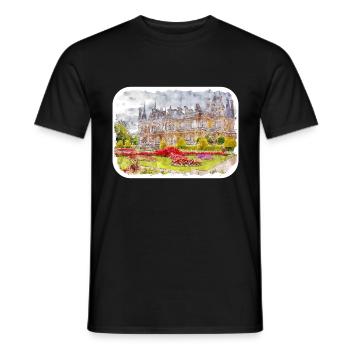England UK Aquarell Skizze gezeichnete Illustration - Männer T-Shirt - Schwarz - Vorne - AI Model Male 178 light (178cm)