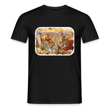 USA Aquarellskizze Handgezeichnete Illustration - Männer T-Shirt - Schwarz - Vorne - AI Model Male 178 light (178cm)