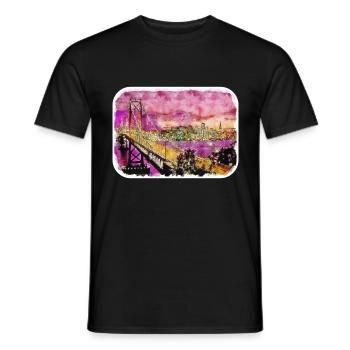 Illustration de croquis à l’aquarelle de Californie usa - T-shirt homme - noir - Devant - AI Model Male 178 light (178cm)
