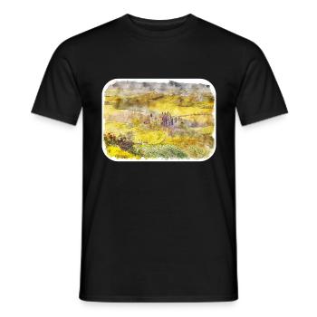 Tuscany Italy Watercolor Sketch Illustration - Men's T-Shirt - black - Front - AI Model Male 178 light (178cm)