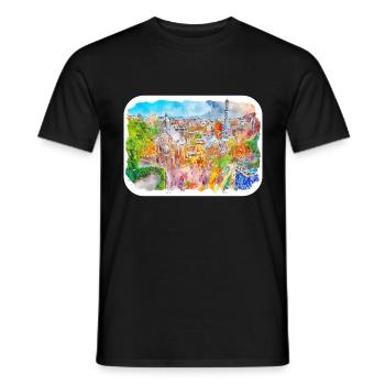 Spain Watercolor Sketch Hand Drawn Illustration - Men's T-Shirt - black - Front - AI Model Male 178 light (178cm)