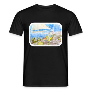 Maldives Watercolor Sketch Hand Drawn Illustration - Men's T-Shirt - black - Front - AI Model Male 178 light (178cm)