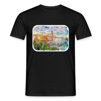 Illustration de croquis à l’aquarelle de Californie usa - T-shirt homme - noir - Devant - AI Model Male 178 light (178cm)