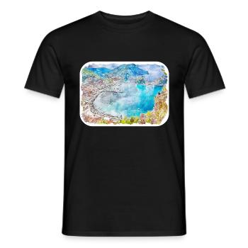 Grèce Aquarelle Esquisse Dessinée à la main Illustration - T-shirt homme - noir - Devant - AI Model Male 178 light (178cm)