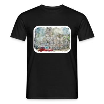 Habana Kuba Aquarell Skizze Gezeichnete Illustration - Männer T-Shirt - Schwarz - Vorne - AI Model Male 178 light (178cm)