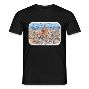 Italie Aquarelle Esquisse Dessinée à la main Illustration - T-shirt homme - noir - Devant - AI Model Male 178 light (178cm)