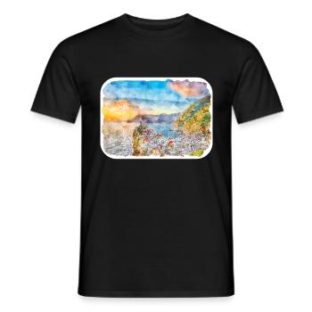 Italie Aquarelle Esquisse Dessinée à la main Illustration - T-shirt homme - noir - Devant - AI Model Male 178 light (178cm)