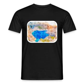 Grèce Aquarelle Esquisse Dessinée à la main Illustration - T-shirt homme - noir - Devant - AI Model Male 178 light (178cm)
