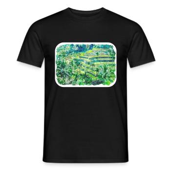 Indonésie Aquarelle Esquisse Dessinée à la Main Peinture - T-shirt homme - noir - Devant - AI Model Male 178 light (178cm)