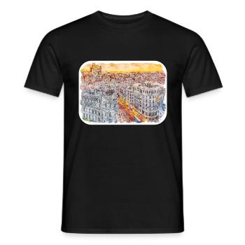 Spain Watercolor Sketch Hand Drawn Illustration - Men's T-Shirt - black - Front - AI Model Male 178 light (178cm)