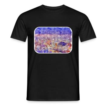 Berlin Allemagne Aquarelle Esquisse Dessinée Peinture - T-shirt homme - noir - Devant - AI Model Male 178 light (178cm)
