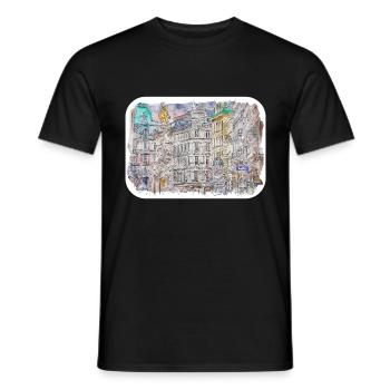 Vienna Austria Watercolor Sketch Drawn Illustratio - Men's T-Shirt - black - Front - AI Model Male 178 light (178cm)