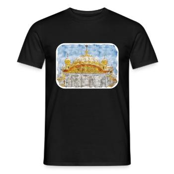 Indien Wahrzeichen Aquarell Skizze Farbe Illustratio - Männer T-Shirt - Schwarz - Vorne - AI Model Male 178 light (178cm)
