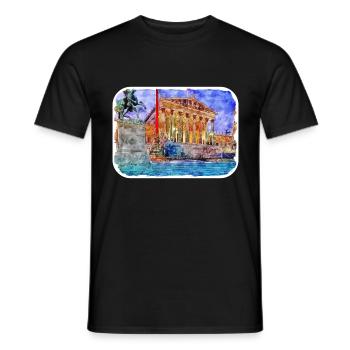 Vienna Austria Watercolor Sketch Painting - Men's T-Shirt - black - Front - AI Model Male 178 light (178cm)