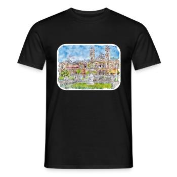 San Sebastian Espagne Aquarelle Sketch Illustration - T-shirt homme - noir - Devant - AI Model Male 178 light (178cm)