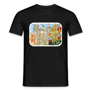 Cartagena Kolumbien Aquarell Skizze Gezeichnet Illustr - Männer T-Shirt - Schwarz - Vorne - AI Model Male 178 light (178cm)