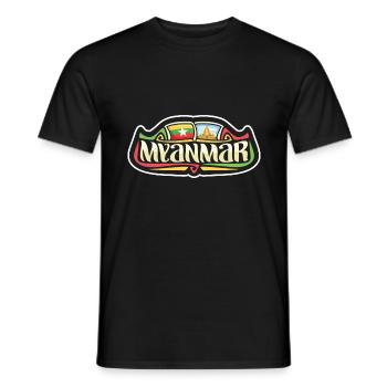 Myanmar Flagge Reise Souvenir Aufkleber Abzeichen Logo - Männer T-Shirt - Schwarz - Vorne - AI Model Male 178 light (178cm)
