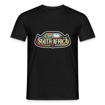 Südafrika Flagge Reise Souvenir Aufkleber Abzeichen Lo - Männer T-Shirt - Schwarz - Vorne - AI Model Male 178 light (178cm)