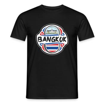 Bangkok Thailand Flagge Abzeichen Reise Souvenir Stempel - Männer T-Shirt - Schwarz - Vorne - AI Model Male 178 light (178cm)