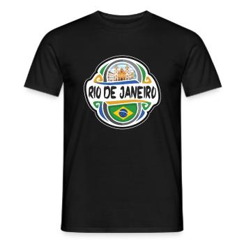 Rio de Janeiro Brésil Drapeau Voyage Souvenir Badge S - T-shirt homme - noir - Devant - AI Model Male 178 light (178cm)