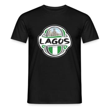 Lagos Nigeria Flagge Abzeichen Reise Souvenir Stempel - Männer T-Shirt - Schwarz - Vorne - AI Model Male 178 light (178cm)