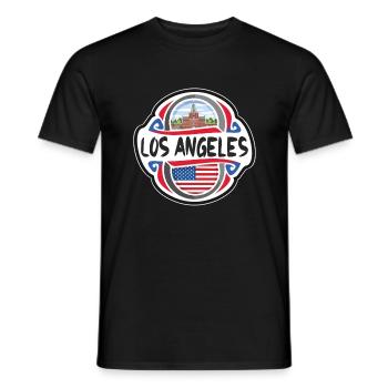 Los Angeles États-Unis Drapeau des États-Unis Souvenir de voyage - T-shirt homme - noir - Devant - AI Model Male 178 light (178cm)