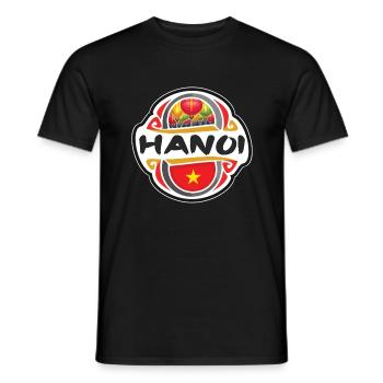 Hanoi Vietnam Flag Badge Travel Souvenir Stamp - Men's T-Shirt - black - Front - AI Model Male 178 light (178cm)