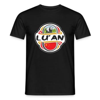 Lu’an China Flag Badge Souvenir de voyage - T-shirt homme - noir - Devant - AI Model Male 178 light (178cm)