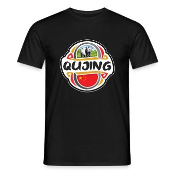 Qujing Chine Drapeau Badge Souvenir de Voyage Timbre - T-shirt homme - noir - Devant - AI Model Male 178 light (178cm)