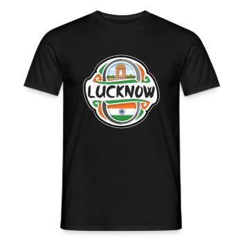 Lucknow India Flag Badge Souvenir de voyage - T-shirt homme - noir - Devant - AI Model Male 178 light (178cm)