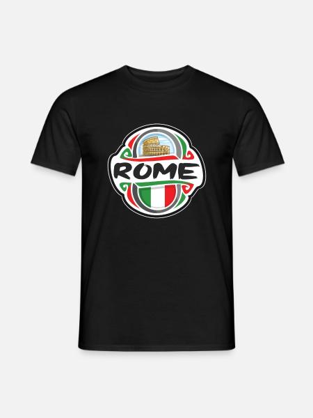 Rome Italie Drapeau Badge Voyage Souvenir Timbre - T-shirt homme - noir