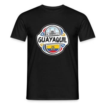 Guayaquil Équateur Drapeau Badge Voyage Souvenir Timbre - T-shirt homme - noir - Devant - AI Model Male 178 light (178cm)
