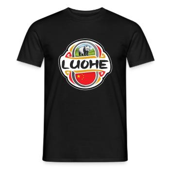 Luohe China Flag Badge Souvenir de Voyage Timbre - T-shirt homme - noir - Devant - AI Model Male 178 light (178cm)