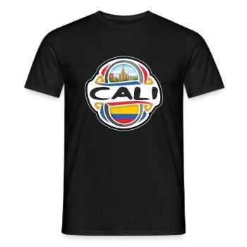 Cali Colombie Drapeau Badge Voyage Souvenir Timbre - T-shirt homme - noir - Devant - AI Model Male 178 light (178cm)