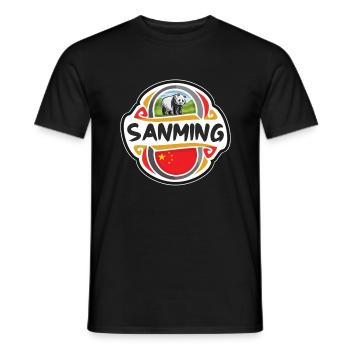 Sanming China Flag Badge Souvenir de voyage - T-shirt homme - noir - Devant - AI Model Male 178 light (178cm)